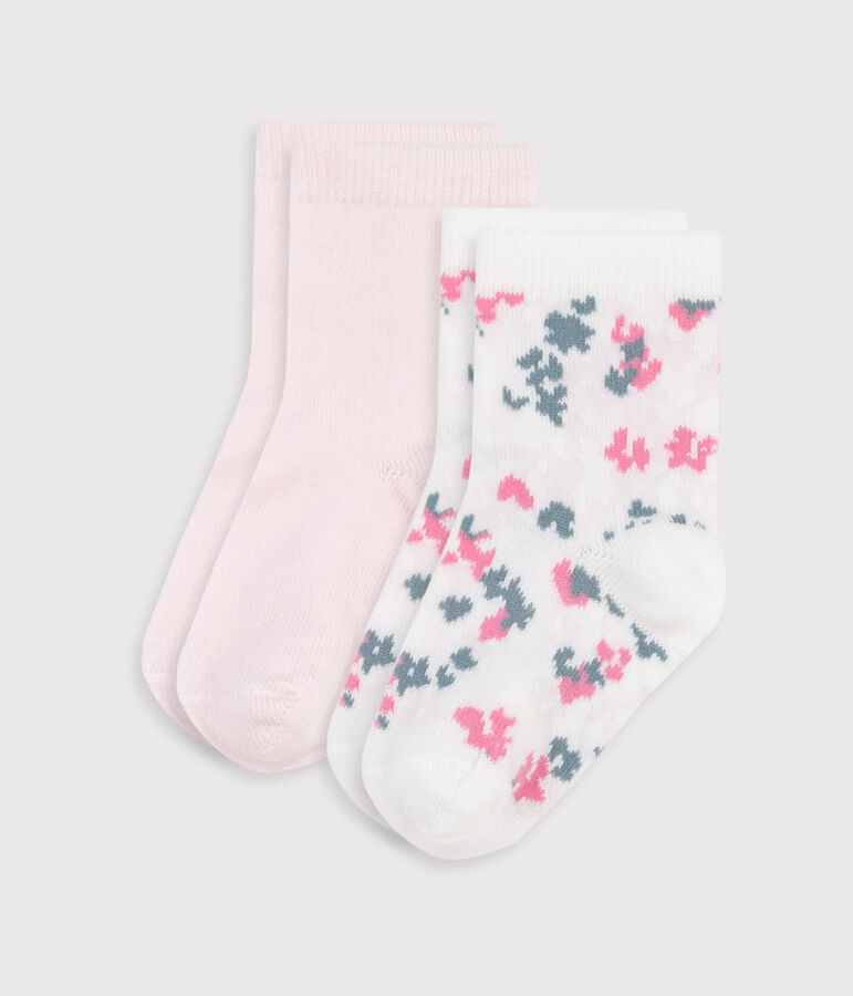 2 paires de chaussettes b&eacute;b&eacute; en coton imprim&eacute; fleurs variante 1