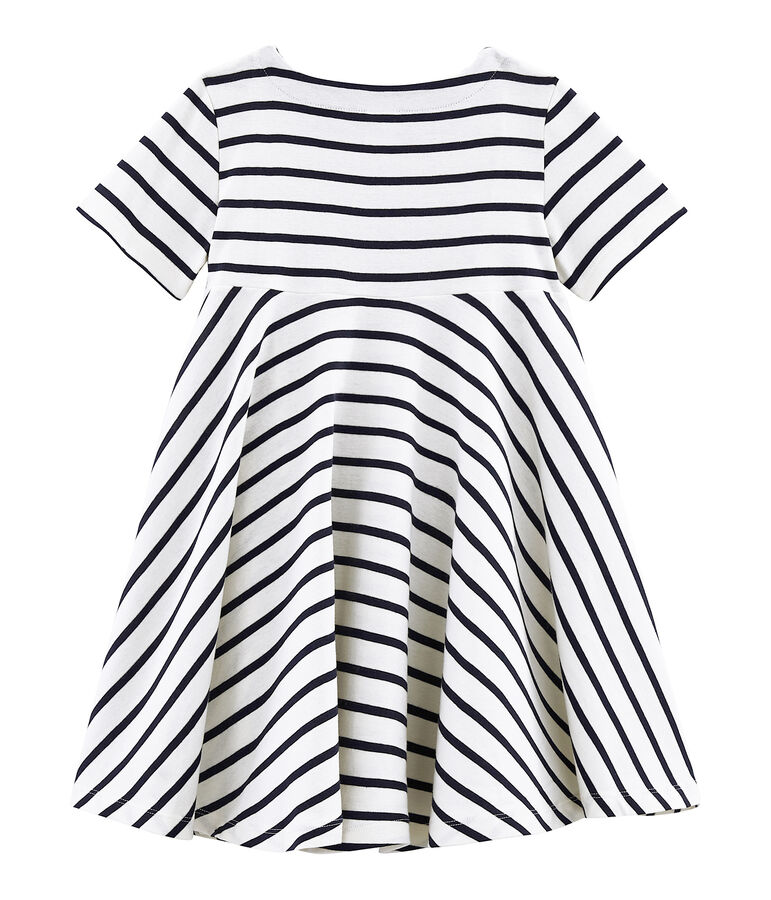 Robe manches courtes enfant fille blanc/bleu