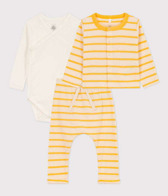 Ensemble à rayure marinière en coton bébé jaune AVALANCHE/blanc DAISY