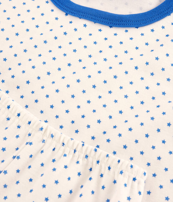 Pyjacourt étoiles bleues petit garçon en coton biologique blanc MARSHMALLOW/bleu BRASIER