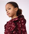 Robe enfant en velours manches longues &agrave; fleurs rouge/multicouleur