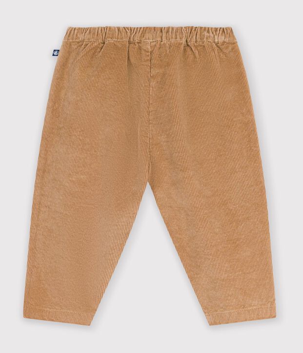 Pantalon b&eacute;b&eacute; en velours uni beige fonc&eacute;