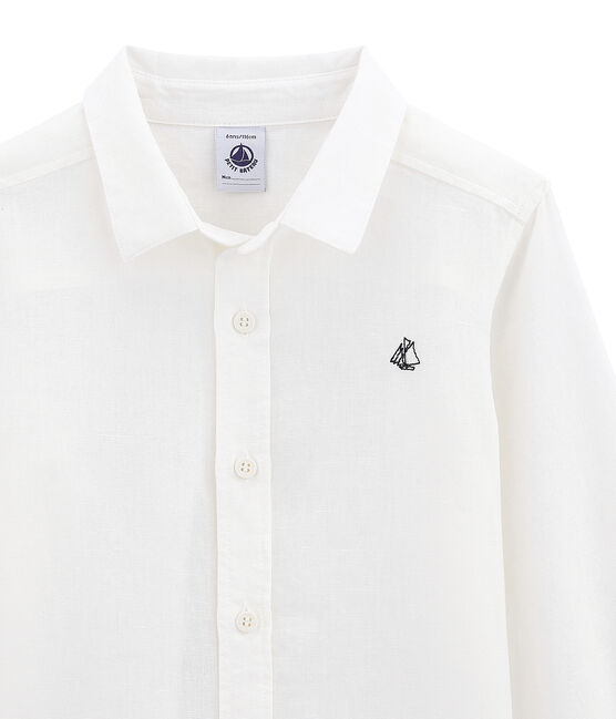 Chemise en lin / coton garçon blanc LAIT