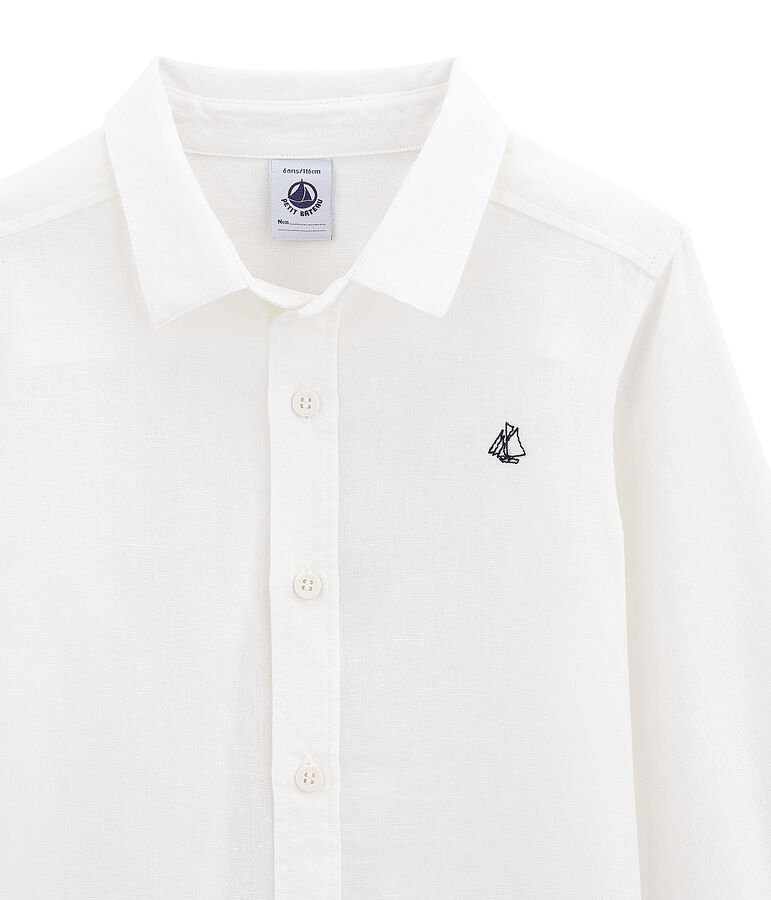 Chemise en lin / coton gar&ccedil;on blanc