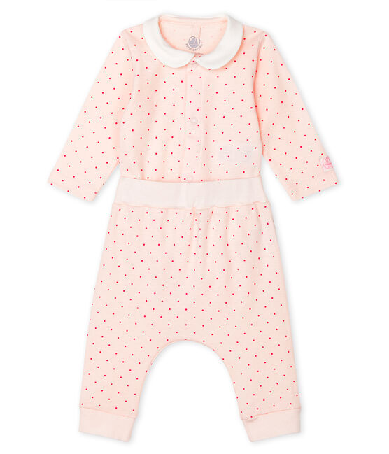 Ensemble 2 pièces bébé fille en côte rose FLEUR/rose GEISHA