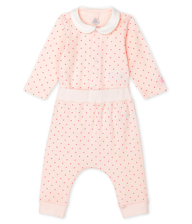 Ensemble 2 pi&egrave;ces b&eacute;b&eacute; fille en c&ocirc;te rose/rose