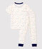 Pyjama à manches courtes imprimé lettres multicolores petit garçon en coton biologique blanc MARSHMALLOW/blanc MULTICO