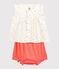 Ensemble 2 pièces fleuri bébé fille en chaîne et trame et  coton biologique blanc MARSHMALLOW/blanc MULTICO