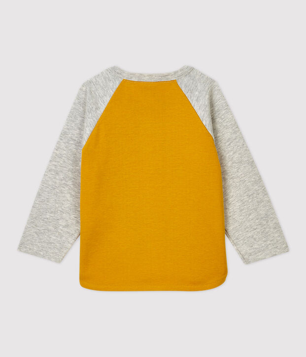 Tee-shirt en coton b&eacute;b&eacute; jaune/gris