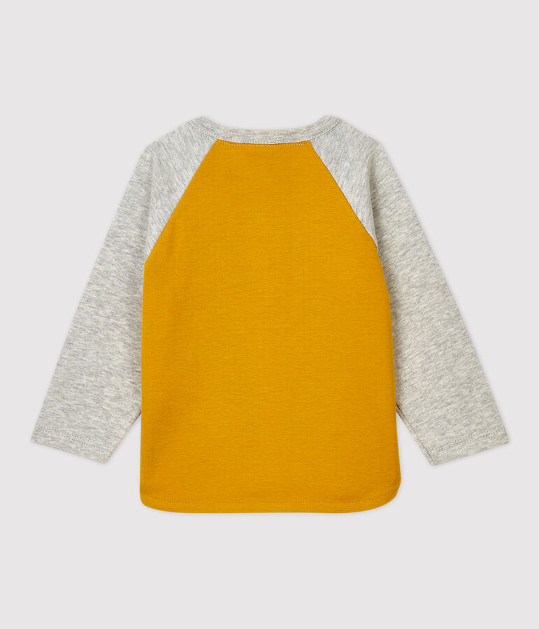 Tee-shirt en coton b&eacute;b&eacute; jaune/gris