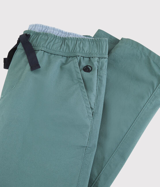 Pantalon regular en serge de coton enfant garçon vert BRUT