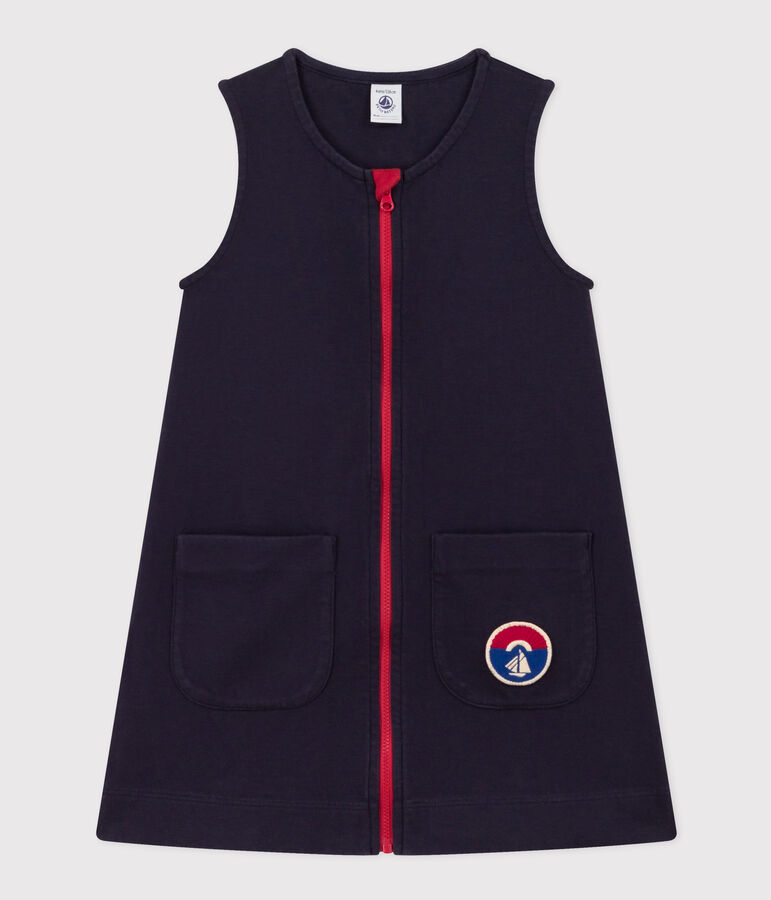 Robe sans manches en coton enfant fille bleu