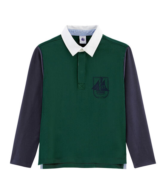 Polo rugby enfant garçon vert SOUSBOIS/bleu SMOKING