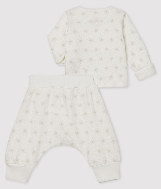 Ensemble 2 pièces bébé mixte en tubique blanc MARSHMALLOW/beige PERLIN