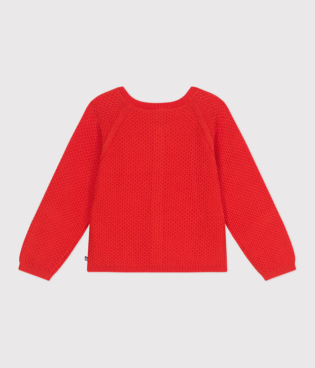 Cardigan enfant en coton point fantaisie rouge