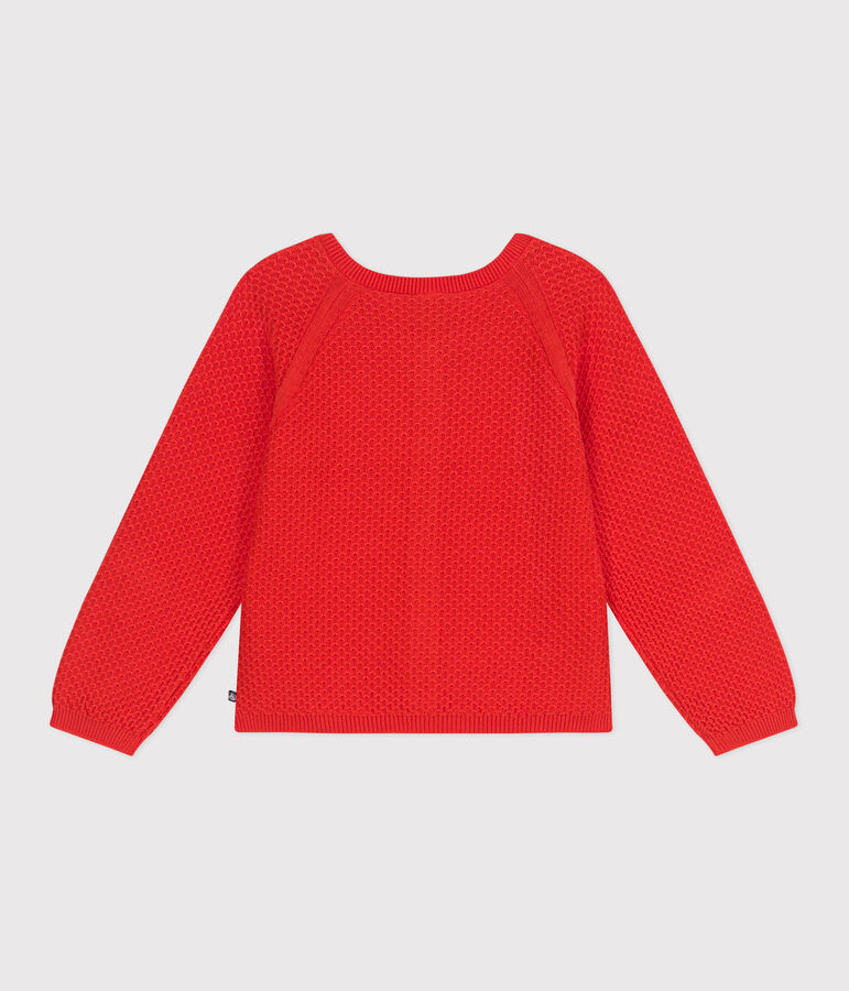 Cardigan enfant en coton point fantaisie rouge SPICY