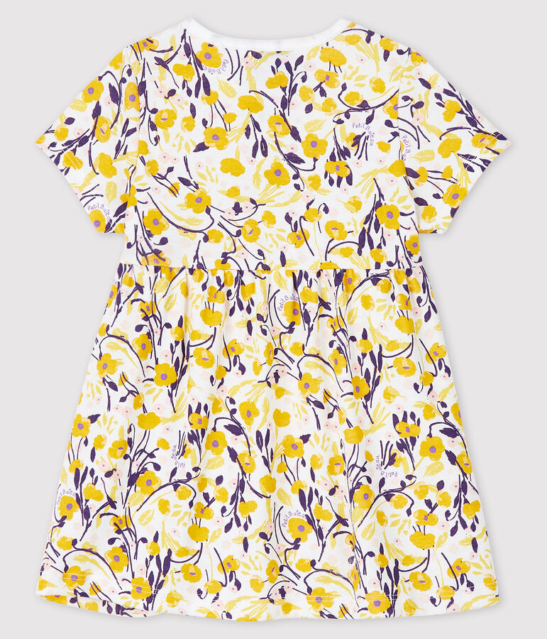 Robe manches courtes b&eacute;b&eacute; fille blanc MARSHMALLOW/blanc MULTICO