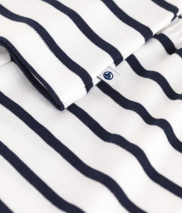 Pyjama short enfant en coton d&eacute;bardeur &agrave; rayures blanc/bleu