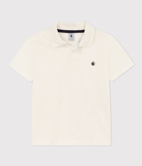 Polo manches courtes en coton  enfant garçon blanc MARSHMALLOW