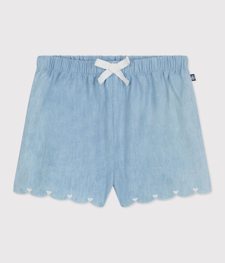 Short b&eacute;b&eacute; en chambray brod&eacute; bleu BLEU CLAIR