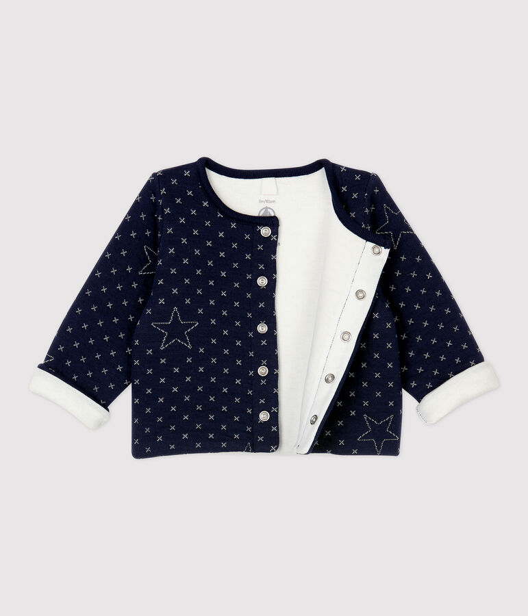 Cardigan b&eacute;b&eacute; matelass&eacute; motifs &eacute;toiles en coton biologique bleu SMOKING
