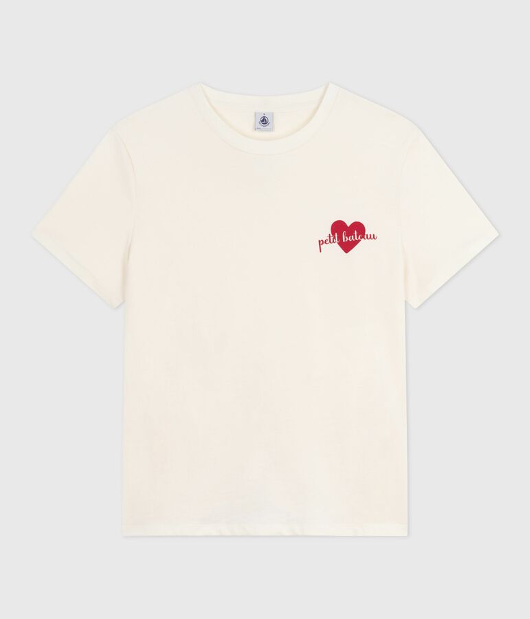 Tee-shirt femme le droit en coton manches courtes &eacute;cru MILK