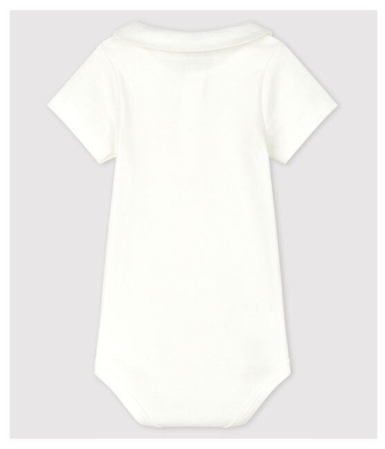 Body col brodé en coton bébé garçon blanc MARSHMALLOW