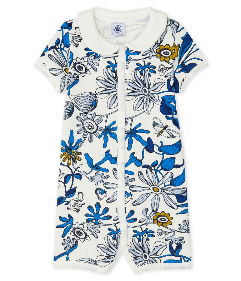 Combicourt imprim&eacute; b&eacute;b&eacute; fille blanc/bleu