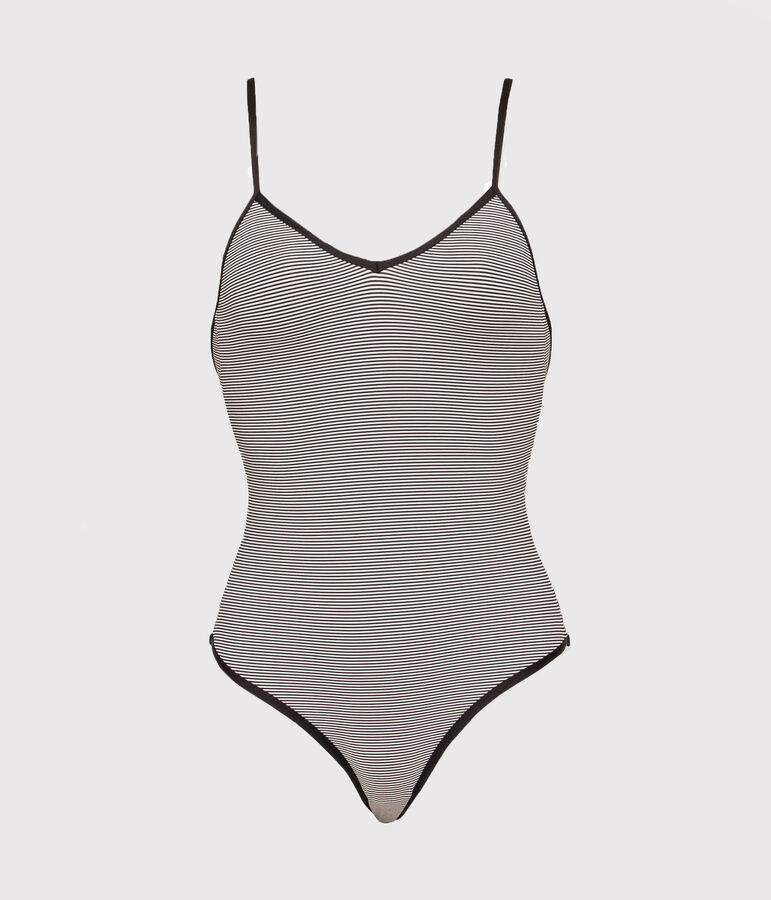 Maillot de bain 1 pi&egrave;ce bleu ABYSSE/blanc LAIT