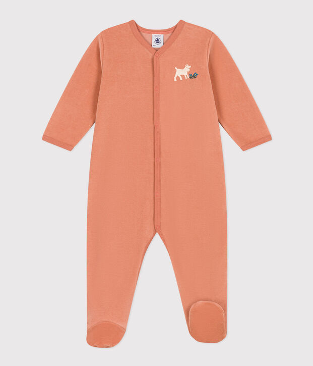 Pyjama b&eacute;b&eacute; en velours rose