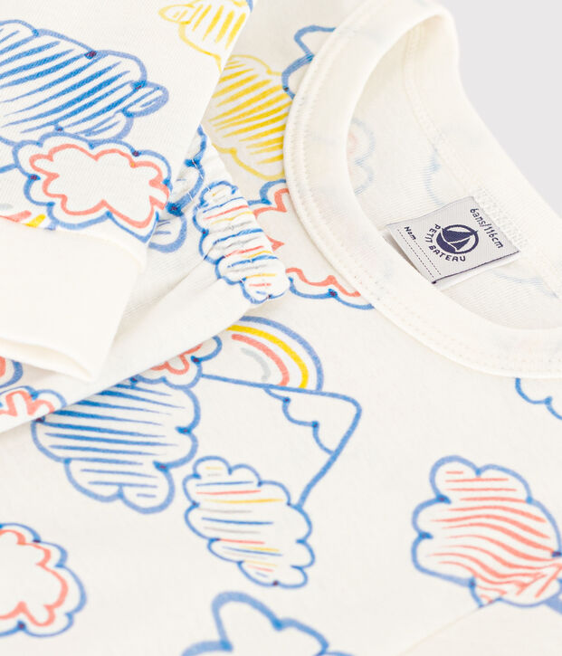 Pyjama ajust&eacute; en coton imprim&eacute; arc-en-ciel enfant blanc/multicouleur