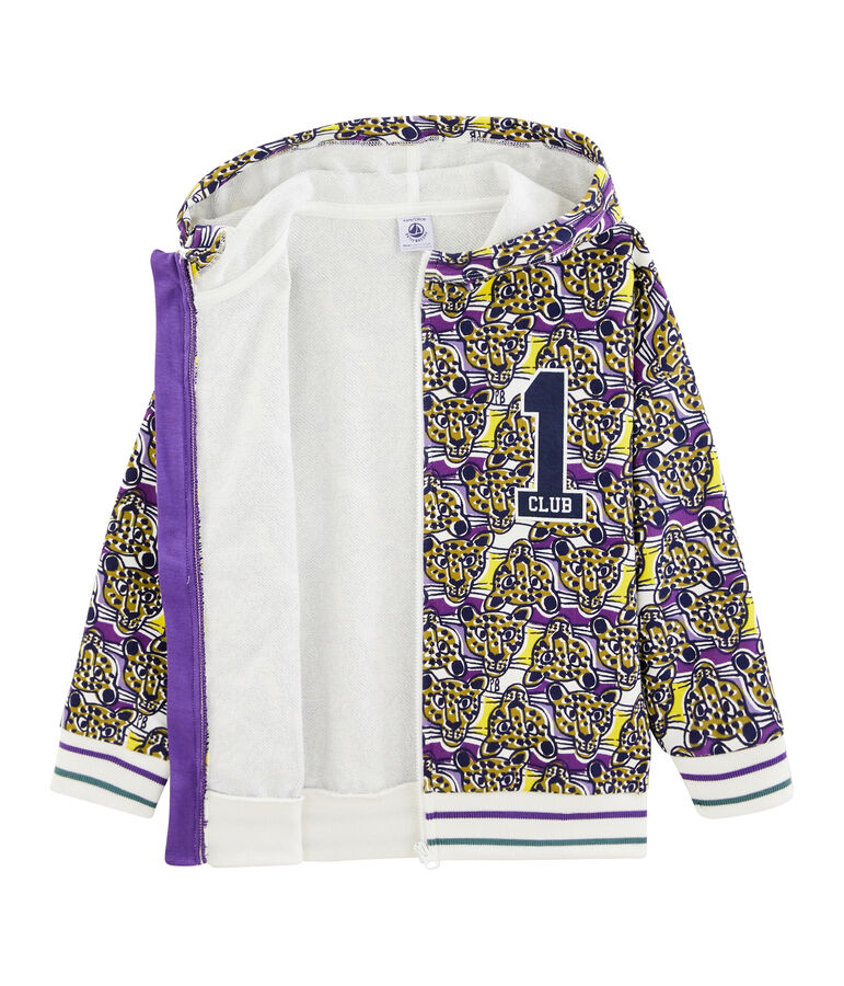 Sweat shirt zipp&eacute; enfant gar&ccedil;on blanc/multicouleur