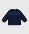 Pull bébé en laine et coton à motifs bleu SOIR/ MULTICO