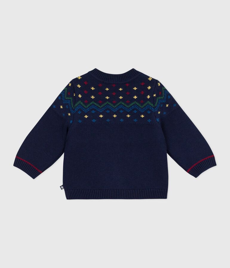 Pull b&eacute;b&eacute; en laine et coton &agrave; motifs bleu SOIR/ MULTICO