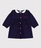Robe bébé en coton manhces longues unie à col et détails brodés SOIR