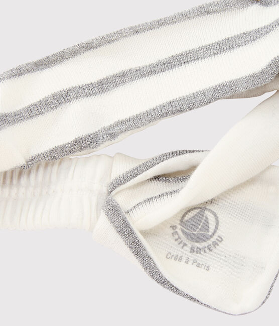 Bandeau à rayures bébé fille blanc MARSHMALLOW/gris ARGENT