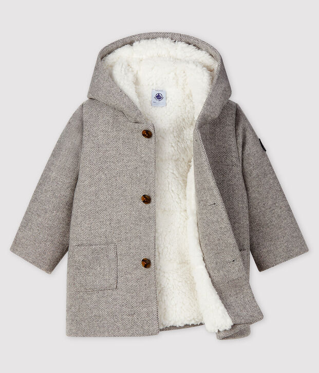 Manteau b&eacute;b&eacute; gar&ccedil;on en laine gris