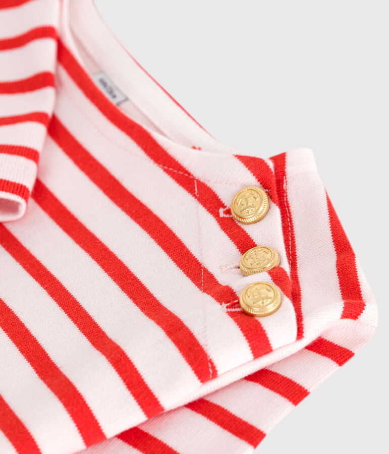 Robe enfant en coton manches longues &agrave; rayures rose FLEUR/ SPICY