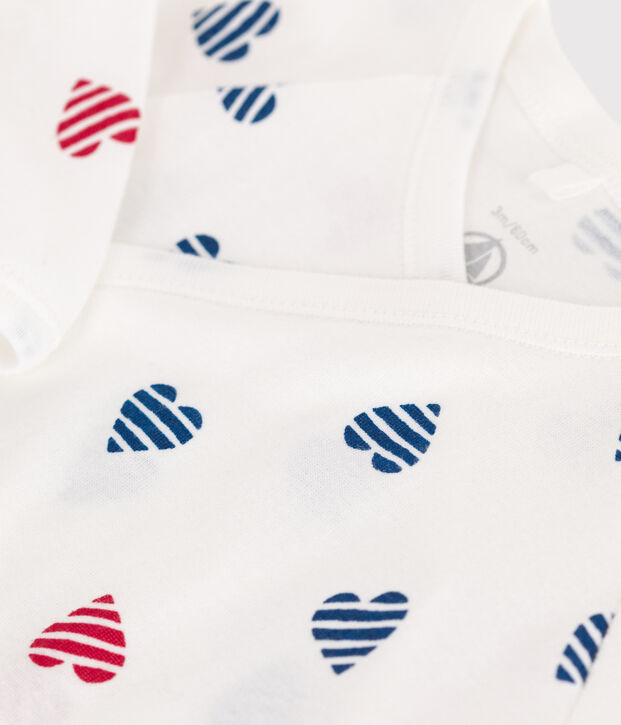 Pyjama b&eacute;b&eacute; en coton c&oelig;ur ray&eacute; blanc/multicouleur