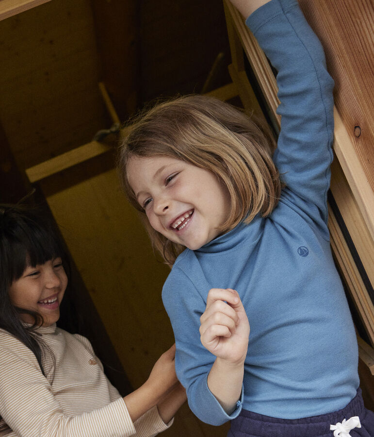 Sous-pull en coton enfant fille / gar&ccedil;on bleu