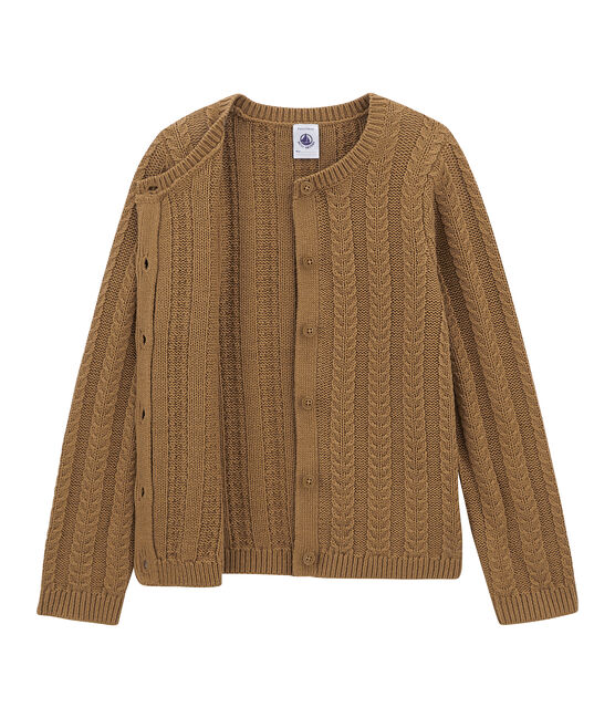 Cardigan en laine et coton marron BRINDILLE