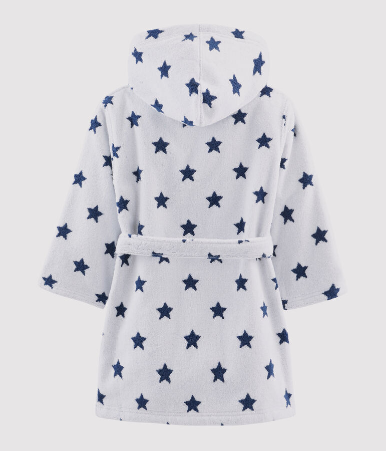 Peignoir petit gar&ccedil;on en &eacute;ponge blanc/bleu