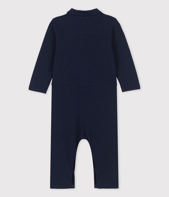 Combinaison longue en jersey épais bio bébé bleu SMOKING