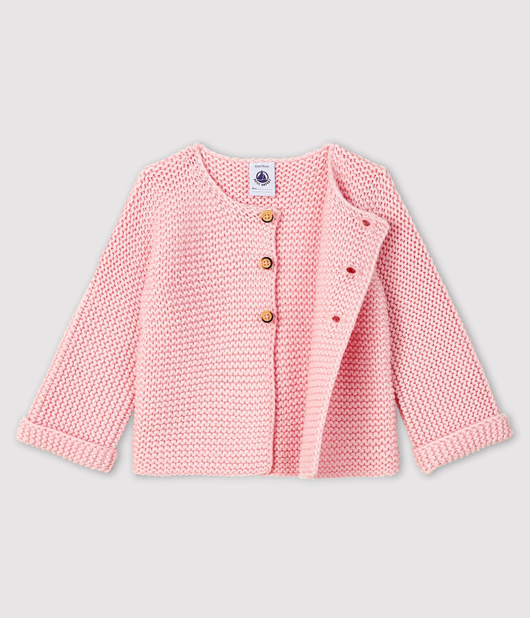 Cardigan laine et coton b&eacute;b&eacute; fille rose
