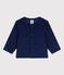 Chemise manches longues bébé en velours extra fin BLEU FONCE