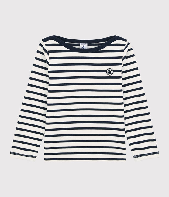 Marinière en coton enfant fille / garçon blanc MARSHMALLOW/bleu SMOKING