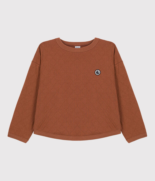 Sweatshirt en tubique matelass&eacute; enfant fille / gar&ccedil;on marron