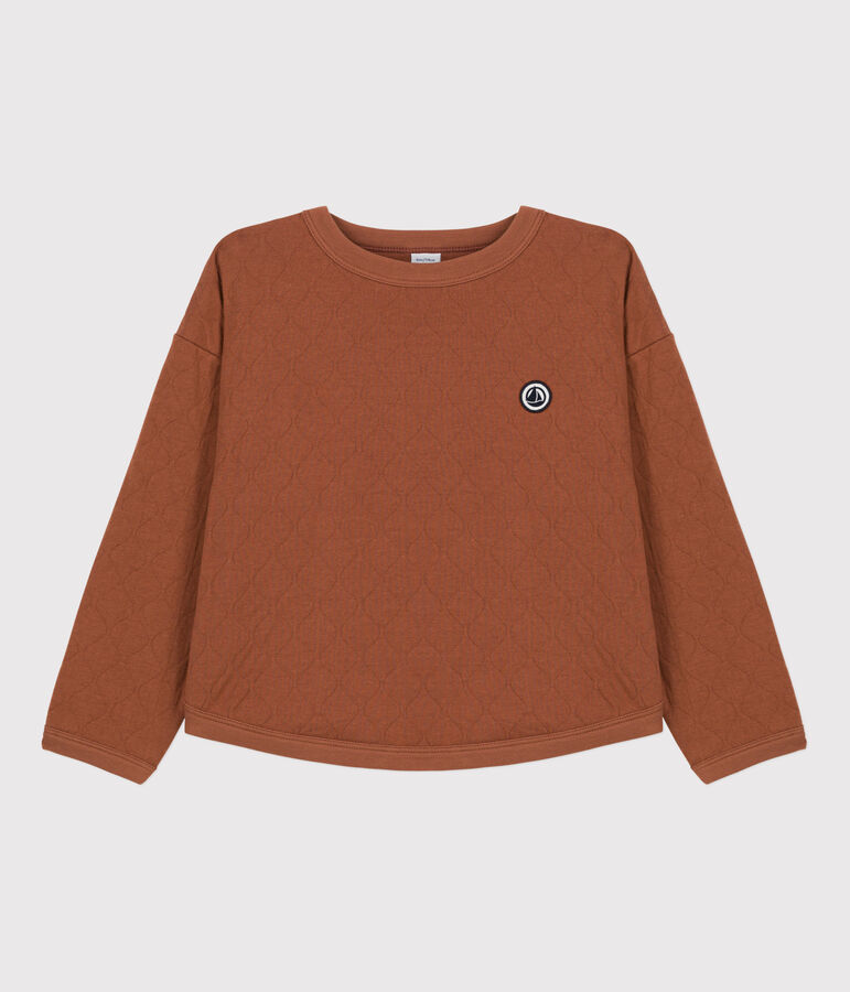 Sweatshirt en tubique matelass&eacute; enfant fille / gar&ccedil;on marron