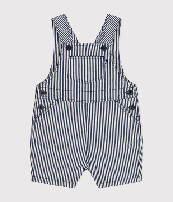 Salopette courte en toile bébé bleu MEDIEVAL/blanc MARSHMALLOW