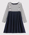 Robe manches longues enfant fille blanc MARSHMALLOW/bleu SMOKING